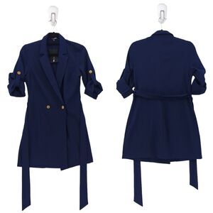 Fashion Nova Women M Too Busy For You Blazer Dress Navy Blue Double Breasted NEW